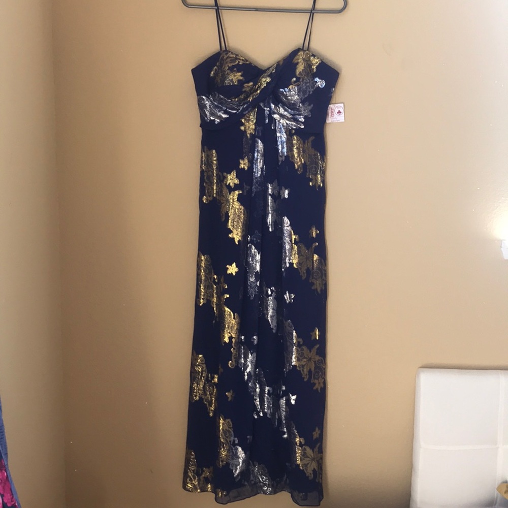 Pretty purple silver and gold floral summer dress